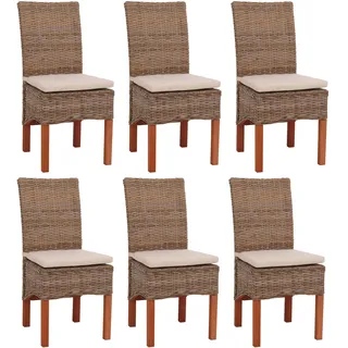 MCW Esszimmerstuhl Rattan Braun 6er Set