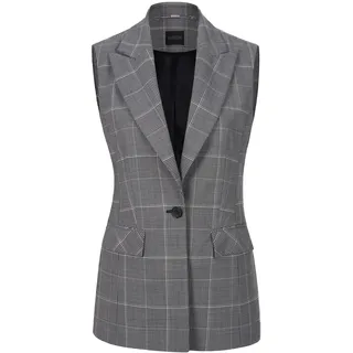 Kurzweste MADELEINE "Weste Klassisch-elegante Glencheck-Weste", Damen, Gr. 40, schwarz (schwarz, wollweiß), Obermaterial: 53% Polyester PES. 43% Wolle WO. 4% Elasthan EL., Modern, Westen Kurzweste