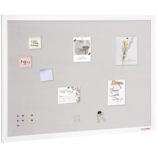 VEVOR 48"x36" weiße Korktafel mit Leinenoberfläche – stilvolle wandmontierte Pinnwand für Zuhause, Schule, Büro – elegantes und funktionales Schwarzes Brett
