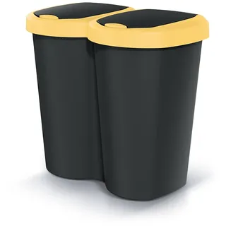 Abfallbehälter Compacta B Duo gelb/schwarz Fassungsvermögen 40 l ein Fach zwei Deckel Wandmontage NDBS40-1215C_S411 - Schwarz