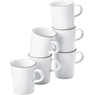 Thomas Cucina-Basic, Colori Black, weiss mit schwarzen Rand, Set 6-tlg. Becher mit Henkel im Geschenkkarton, 0,28 L, Spülmaschinen- und Mikrowellenfest, schlichtes Design - ästhetisch und funktionell