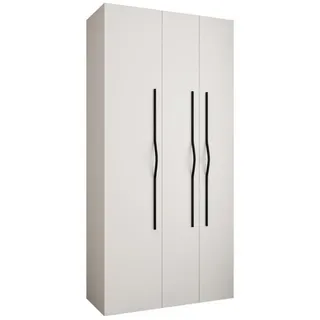 Abiks Möbel Drehtürenschrank 245,5/120/50 3-türig , Weiß, Schwarz , Holz , Nachbildung , 120x245.5x50 cm , Schlafzimmer, Kleiderschränke, Drehtürenschränke