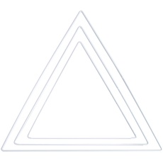 Rayher Metallformen Dreieck, weiß, sortiert, Box 3 Stück, je 1x 20 cm, 25 cm, 30 cm, Metallringe, Drahtformen zum Basteln, für Wickeltechnik, Floristik, Makramee Ring, 25221102