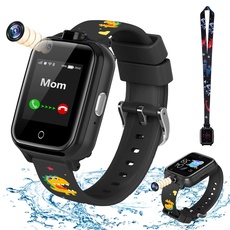 LiveGo Smart Watch für Kinder, 4G Sicheres Smartwatch mit Zwei Kameras, GPS-Tracker, SOS-Anruf für Kinder, Studenten im Alter von 4-12 Jahren, Geburtstagsgeschenke Schultag(T13 Schwarz)