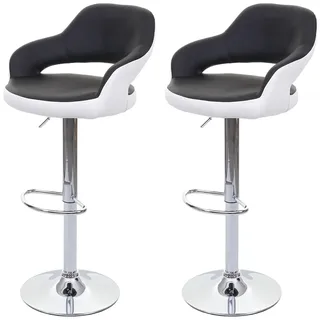 Mendler Barhocker 2er Set drehbar höhenverstellbar Kunstleder schwarz-weiß