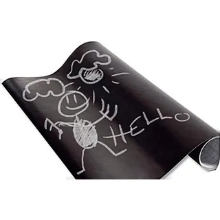 Selbstklebende Kreidetafel, Tafelfolie für Kinder + 5 Kreiden in verschiedenen Farben, 45 x 200 cm - Schwarz