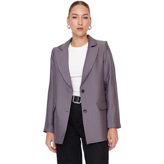 TRENDYOL Damen Trendyol Dames Regular dubbele rij effen geweven blazer Coat, Braun, 34 EU