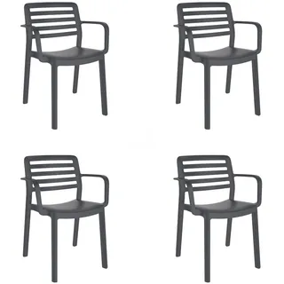 resol grupo GARBAR Wind Set mit 4 Armlehnen für den Innen- und Außenbereich, Garten, Terrasse, Balkon, Wohnzimmer, Küche, Esszimmer, Design, leicht, stapelbar, Dunkelgrau