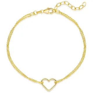 MATERIA by Matthias Wagner Herz Armkette gold 925 Silber - Feines Armband Damen vergoldet SA-82