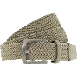 Flechtgürtel MUSTANG, Damen, Gr. 120, beige (sand), Materialmix, Flechtoptik, unifarben, Gürtel Flechtgürtel, Elastisch in Flechtoptik, mit markanten Lederdetails, 3,5 cm