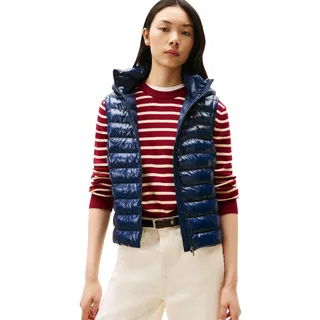Tommy Hilfiger Damen Weste Padded Slim mit Kapuze, Blau (Dark Night Navy), XXL