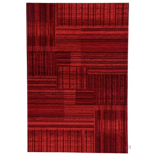 Tom Tailor HOME Teppich »Stripy Pat« rechteckig 5 mm Höhe Flachgewebe, modernes Patchworkdesign, gestreift, Chenille, Wohnzimmer, rot