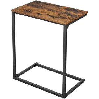 VASAGLE Beistelltisch C-Form, 35 x 55 x 66 cm | Kleiner Sofatisch, Industriestil, Schlafzimmer, Wohnzimmer, vintagebraun-schwarz, BARNET Kollektion LNT52BX