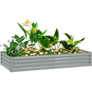 Outsunny Hochbeet 180 x 90 x 30 cm Silber