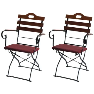 Mendler 2er-Set Biergartenstuhl 58 x 58 x 105 cm braun/rot