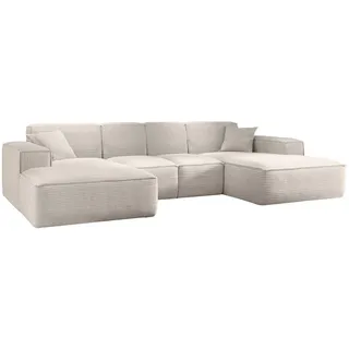 kaiser möbel Ecksofa, Eckcouch U form, Wohnzimmer Couch Large 342cm SIENA stoff Poso Beige - Couches, Wohnlandschaften, Ecksofas