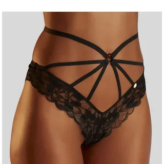 Tanga JETTE, Damen, Gr. 32/34, schwarz, Microtouch, Obermaterial: 90% Polyamid, 10% Elasthan, figurbetont, Unterhosen Tanga, mit aufregendem Bänder-Design, Topseller