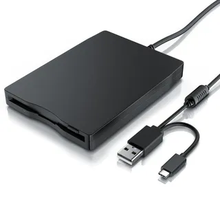 CSL - Externes USB Diskettenlaufwerk FDD 1,44MB 3,5 Zoll - USB C - PC und Laptop - Slimline Floppy Disk Drive Extern - Portable - Plug and Play - schwarz - Windows 11 fähig