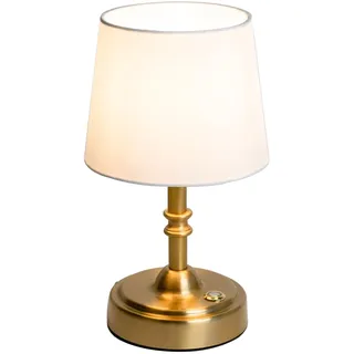 GEYUEYA Home Tischlampe Kabellos, Tischlampe Akku 4000mAh, Nachttischlampe Warmweiß 2700K, Touch Lampe Mit Netzadapter/Ladekabel, Schlafzimmer, Weihnachtsgeschenke (Goldfarbig) Art Deco 5W