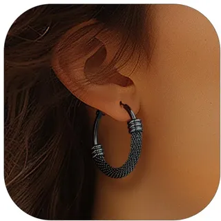 PROSTEEL Creolen edelstahl Damen Huggie Kreolen silber/gold/Schwarz Hoop Klappcreolen Ohrschmuck für Frauen Mädchen 25/30/40/60/70/80 mm Groß Kreis Ohrringe Accessoire