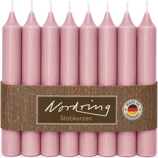 Nordring 8 Stabkerzen Rustik antikrosa 2,2 x 25 cm hoch | durchgefärbt, RAL-zertifiziert