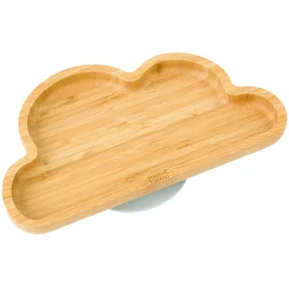 bamboo bamboo Baby Teller Kinderteller, Kindergeschirr mit Saugnapf, Sugnapf Teller Baby ab 6 Monaten (Wolke, Grau)