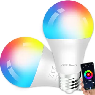 ANTELA Smarte WLAN Alexa Glühbirne E27 LED RGB Dimmbare Birne