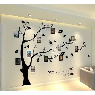 Purekay Wandtattoo Baum 3D DIY Foto Wandsticker Pflanzen Wandaufkleber Groß Kleben Aufkleber Wandbilder für Schlafzimmer Wohnzimmer Kinderzimmer Sofa Hintergrund Wanddeko (Links Schwarz, S)