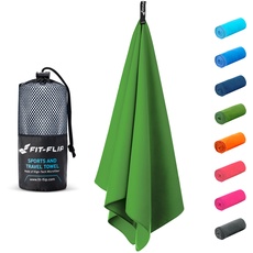 Fit-Flip Microfaser Handtücher - kompakt und leicht - Mikrofaser Handtuch schnelltrocknend - als Reisehandtuch, Sporthandtuch, Strandtuch - Badetuch groß (1x 200x100cm, Moosgrün)