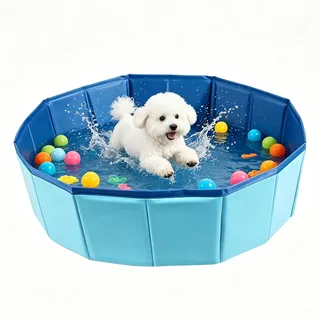 Hundepool 60x20cm Hundeplanschbecken Faltbarer Hundepool mit Ablassventil rutschfest Hunde Planschbecken für Kleine Hunde Katze