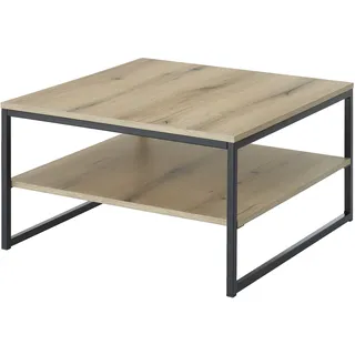 Couchtisch STOLKOM "Cube Couchtisch B/H/T 75x40x75 cm", evoke eiche, schwarz, schwarz, evoke eiche, B:75cm H:40cm T:75cm, Tische, Couchtisch, pulverbeschichtet, quadratisch