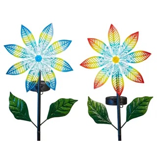2er Set Solar Gartenstecker LED Solarleuchten Blume Gartenstecker - Bunt