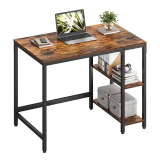 VASAGLE Tisch, Computertisch, Bürotisch, 100 x 50 x 76 cm, moderner Stil, für Arbeitszimmer, Schlafzimmer, Wohnzimmer, vintagebraun-schwarz LWD046B01