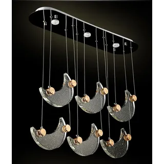 LED Pendelleuchte 1668-6 80*20 cm H 130 cm Mondkristalle Fernbedienung Lichtfarbe einstellbar A+