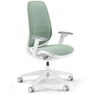 Sedus se:air Ergonomischer Drehstuhl, Bürostuhl, Kunststoff mit Rezyklat-Anteil, 100% Recyclingfähig, Grün,Weiß, 42-55cm, bis 130kg Belastbar