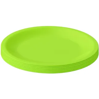 Engelland - 6er Set Kunststoff-Teller, Hellgrün, Ø 23,5 cm, flach, bruchfest, wiederverwendbar, Mehrweg, Plastikteller, mikrowellen- & spülmaschinenfest, BPA-frei, Camping, Picknick, Party