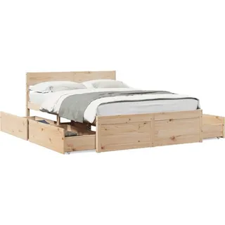 vidaXL Massivholzbett ohne Matratze 120x200 cm Kiefernholz - Braun