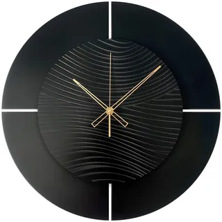 Wanduhr , Schwarz, Goldfarben , Holz, Metall, Kunststoff , Fsc, Made in Eu , Dekoration, Uhren, Wanduhren