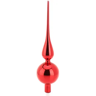 com-four® Christbaumspitze in rot glänzend, Weihnachtsbaumspitze aus echtem Glas für Weihnachten, Tannenbaumspitze für Ihren Christbaum, 28 cm