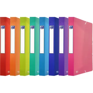 Oxford Sammelbox A4, Rücken 4 cm, transparenter Kunststoff, 8 Farben, 10 Stück