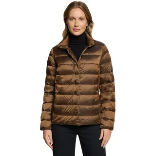 Steppjacke BETTY BARCLAY, Damen, Gr. 46, braun (rain drum), Web, Obermaterial: 100% Polyamid, unifarben, normal hüftbedeckend, Rundhals, elastischer Bund, Jacken Steppjacke, mit Stehkragen