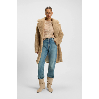 Kurzmantel BOSS ORANGE "Catedy Premium Damenmode", Damen, Gr. 44, rust, copper 222, Plüsch, Obermaterial: 100% Polyester, unifarben, relaxed fit knieumspielend, Mäntel Kurzmantel, aus softem Teddy, Relaxed Fit