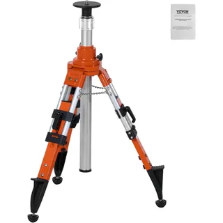 Vevor Laser-Wasserwaagen-Stativ, 5/8"-11-Gewindehalterung, 27,16-67,71 Zoll Höhenverstellung, robustes Vermessungsstativ, mit Wasserwaage und Diffusionsbegrenzer, rutschfeste Füße für Laser & Nivelliergeräte