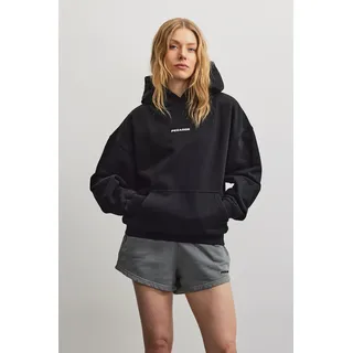 Kapuzensweatshirt PEGADOR "ATNA LOGO OVERSIZED HOODIE", Damen, Gr. L, schwarz (washed schwarz, weiß), Sweatware, Obermaterial: 80% Baumwolle, 20% Polyester, bedruckt, oversize normal, Rundhals, Rippbündchen, Sweatshirts Kapuzensweatshirt, Baumwollmischung, oversize