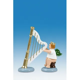 Holzfigur Engel sitzend mit Harfe ohne Krone Höhe 6cm NEU Holzengel Gottesbote
