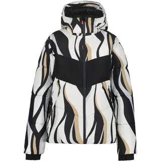 Skijacke ICEPEAK "DOWNLOOK ELSRA", Damen, Gr. 36, schwarz-weiß (schwarz, weiß), Obermaterial: 100% Polyester. Futter: 100% Polyester. Wattierung: 100% Polyester, hoch geschlossener Ausschnitt, Windstopperbündchen, Jacken Skijacke, für sportliche Aktivitäten, atmungsaktiv, wasserdicht, mit Kapuze