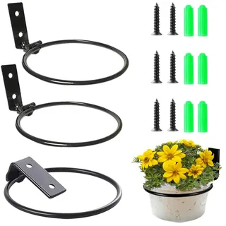 JAWAI 3 Stück Blumentopfhalter Ring Wand, Faltbarer Blumentopfhalter Wand, Wandhalterung Blumentopfhalter, Wand Pflanzer Rack Halterung, Verwendet für Hausgarten Balkon Outdoor Blumentopfhalter Wand
