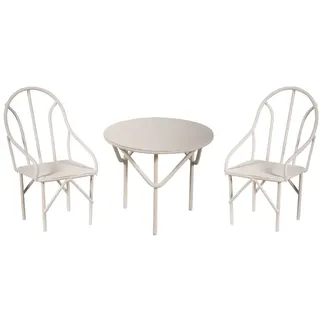 Rayher Sitzgruppe, Eisendraht, weiß lackiert, 3teilig, 2 Stühle, 1 Tisch, Miniaturmöbel, Dekoration Sitzgruppe, 46066102