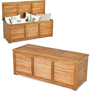 GIANTEX Auflagenbox Kissenbox Akazien Holz, Gartenbox Aufbewahrungsbox mit Deckel, 178 Liter Volumen, Kissentruhe Gartentruhe Gartenbank Auflagentruhe Garten Holztruhe, Aufbewahrungstruhe 120x45x45cm