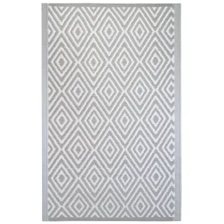 Brandsseller Outdoor Teppich ca.120x180 cm – Wetterfest & Schimmelresistent – In- & Outdoor Teppich für Garten, Balkon, Terrasse, Camping – Pflegeleicht & Robust Weiß/Hellgrau